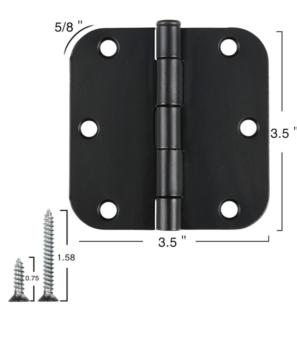 3 1/2”x3 1/2” hinges 5/8” radius
